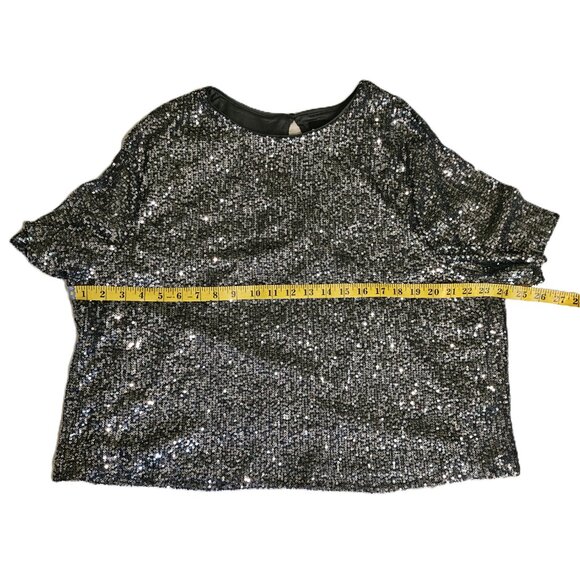 Rock & Shine by Reitmans Silver Short -Sleeved Sequin Top Size XXL - Picture 5 of 9